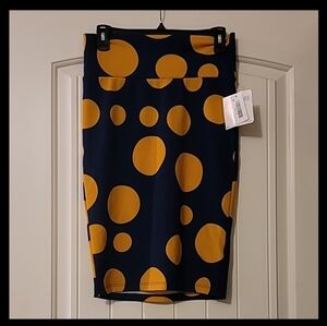 Polka Dot Pencil Skirt - Navy and Yellow